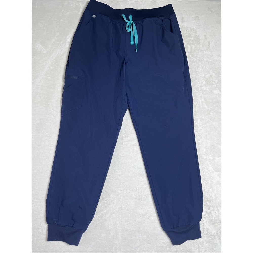 FIGS Technical Collection Medical Livingston Scrub Pants Blue L Solid Poly Rayon